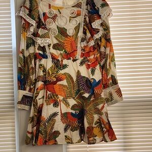 Off-White Multicolor Tropical Print Dress